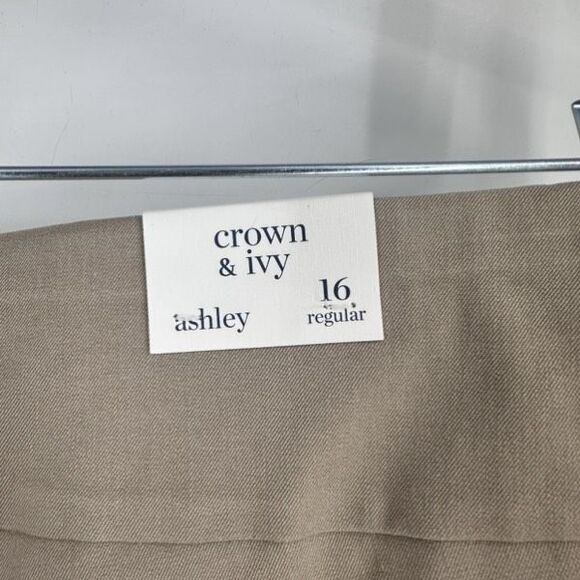 Crown & Ivy Ashley‎ True Khaki Pull On Bi Stretch Pants Size 16 Straight Leg - Picture 10 of 11